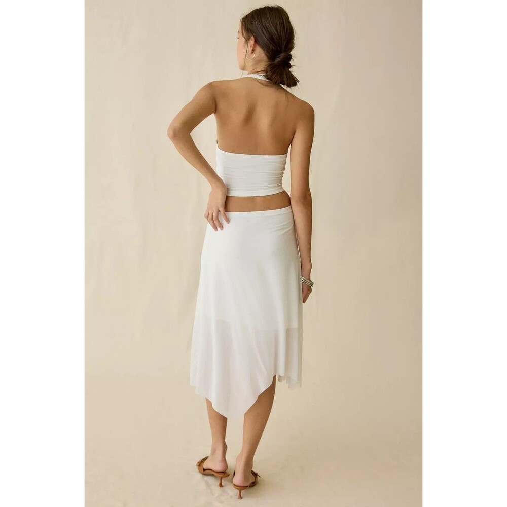Urban Outfitters UO Never Miss Asymmetric Midi Skirt Mid-Rise White S 287132 - Picture 3 of 8